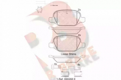 R BRAKE rb2037 -  Комплект тормозных колодок, дисковый тормоз